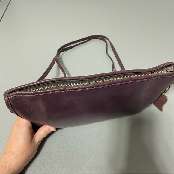 Dorcelle Made in USA Vintage Shoulder Handbag Purse Dark Maroon Burgundy Leather - Picture 2 of 10